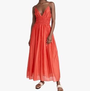 NWT Moon River V-Neck Sleeveless Shirred Midi Dress